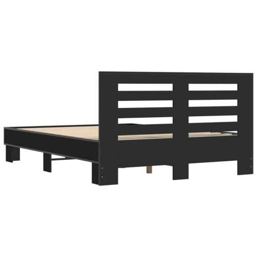 Okvir kreveta crni 140 x 200 cm od konstruiranog drva i metala - Crna 140 x 200 cm Cijena
