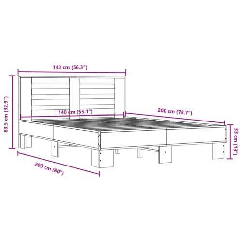 Okvir kreveta crni 140 x 200 cm od konstruiranog drva i metala - Crna 140 x 200 cm Cijena