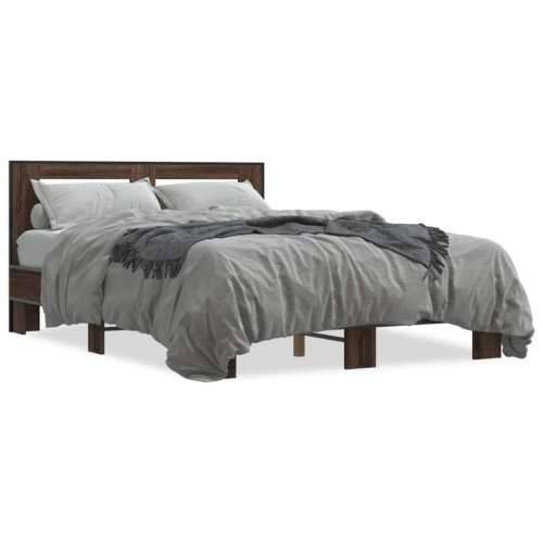 Okvir za krevet smeđi hrast 140x190cm konstruirano drvo i metal - Smeđi hrast 140 x 190 cm Cijena