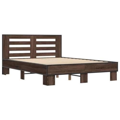 Okvir za krevet smeđi hrast 140x190cm konstruirano drvo i metal - Smeđi hrast 140 x 190 cm Cijena