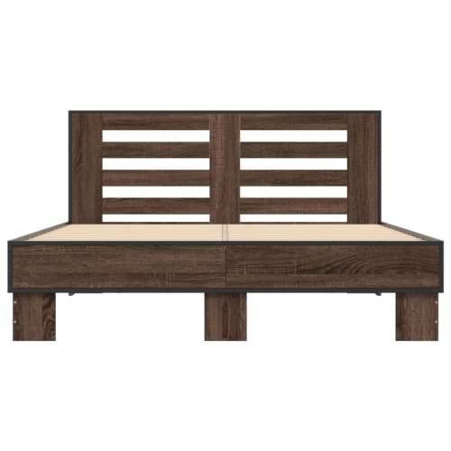 Okvir za krevet smeđi hrast 140x190cm konstruirano drvo i metal - Smeđi hrast 140 x 190 cm Cijena