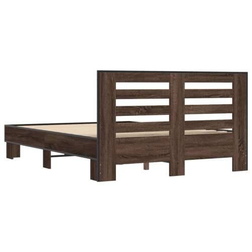 Okvir za krevet smeđi hrast 140x190cm konstruirano drvo i metal - Smeđi hrast 140 x 190 cm Cijena