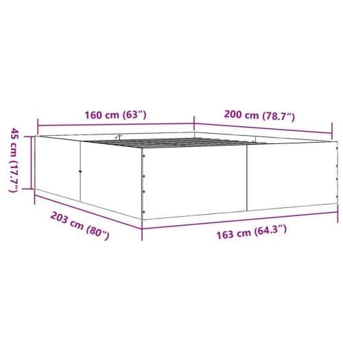 Okvir kreveta boja hrasta 160 x 200 cm od konstruiranog drva - Sivi hrast sonoma 160 x 200 cm 45 cm Cijena