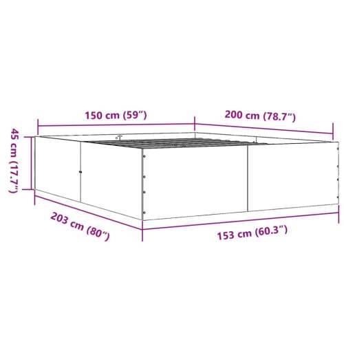 Okvir za krevet boja hrasta 150x200 cm od konstruiranog drva - Sivi hrast sonoma 150 x 200 cm 45 cm Cijena