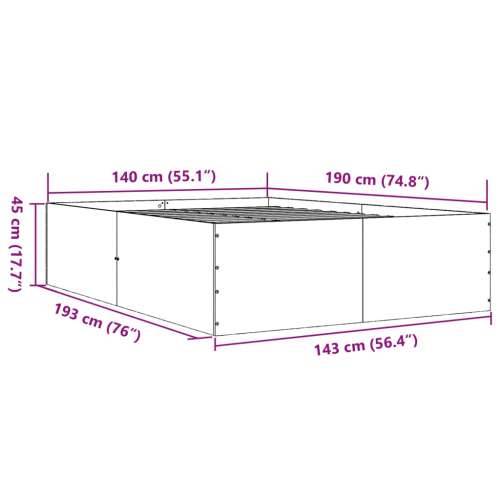 Okvir za krevet boja hrasta 140x190 cm od konstruiranog drva - Sivi hrast sonoma 140 x 190 cm 45 cm Cijena