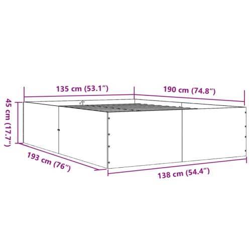 Okvir kreveta siva boja hrasta 135 x 190 cm konstruirano drvo - Sivi hrast sonoma 135 x 190 cm 45 cm Cijena