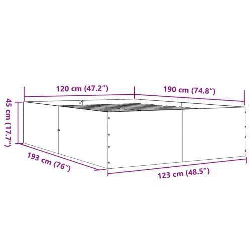 Okvir za krevet boja hrasta 120x190 cm od konstruiranog drva - Sivi hrast sonoma 120 x 190 cm 45 cm Cijena
