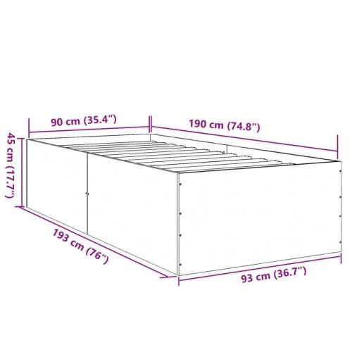Okvir za krevet boja hrasta 90x190 cm od konstruiranog drva - Sivi hrast sonoma 90 x 190 cm 45 cm Cijena