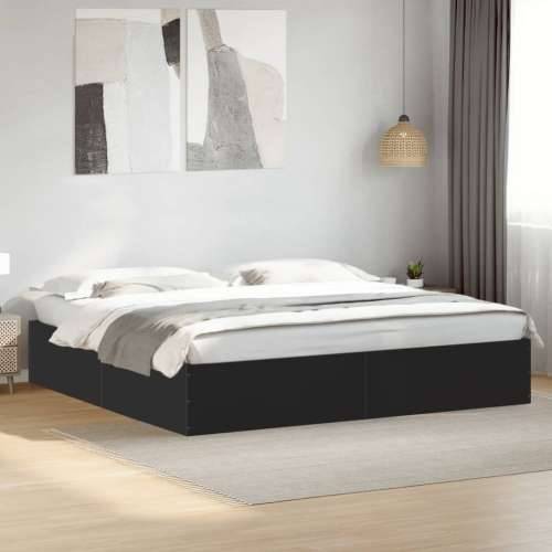 Okvir za krevet crni 180 x 200 cm konstruirano drvo - Crna 180 x 200 cm 35 cm Cijena