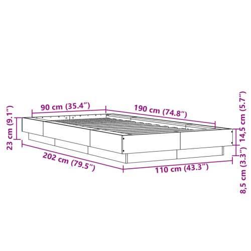Okvir za krevet boja hrasta 90 x 190 cm od konstruiranog drva - sonoma hrast 90 x 190 cm Cijena