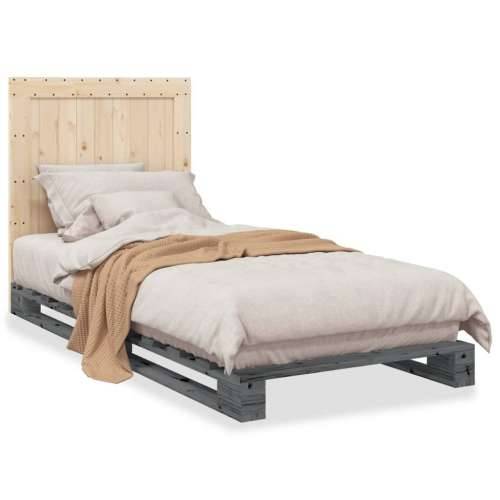 Okvir za krevet s uzglavljem sivi 90x200 cm masivna borovina - Siva 90 x 200 cm Ne with plain headboard Cijena