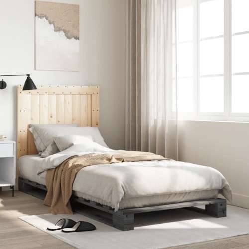 Okvir za krevet s uzglavljem sivi 90x200 cm masivna borovina - Siva 90 x 200 cm Ne with plain headboard Cijena