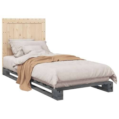 Okvir za krevet s uzglavljem sivi 90x200 cm masivna borovina - Siva 90 x 200 cm Ne with plain headboard Cijena