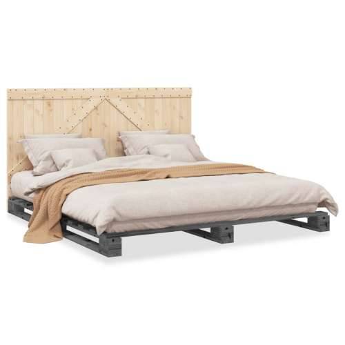 Okvir za krevet s uzglavljem sivi 200 x 200 cm masivna borovina - Siva 200 x 200 cm Ne with triangle headboard Cijena