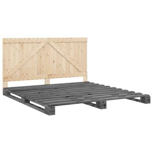 Okvir za krevet s uzglavljem sivi 200 x 200 cm masivna borovina - Siva 200 x 200 cm Ne with triangle headboard Cijena