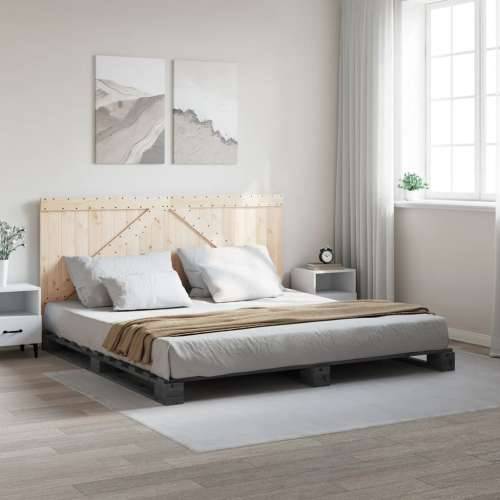 Okvir za krevet s uzglavljem sivi 200 x 200 cm masivna borovina - Siva 200 x 200 cm Ne with triangle headboard Cijena