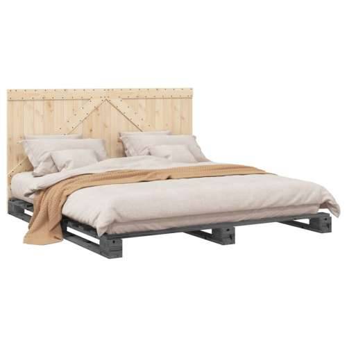 Okvir za krevet s uzglavljem sivi 200 x 200 cm masivna borovina - Siva 200 x 200 cm Ne with triangle headboard Cijena