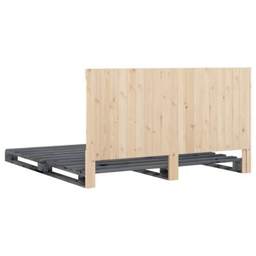 Okvir za krevet s uzglavljem sivi 200 x 200 cm masivna borovina - Siva 200 x 200 cm Ne with triangle headboard Cijena