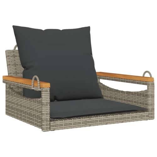 Klupa za ljuljanje s jastucima siva 63x62x40 cm od poliratana - Siva 63 x 62 x 40 cm 1 Da Cijena