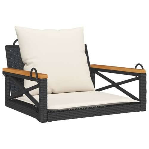 Klupa za ljuljanje s jastucima crna 63x62x40 cm od poliratana - Crna 62 x 63 x 40 cm 1 Da Cijena