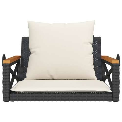Klupa za ljuljanje s jastucima crna 63x62x40 cm od poliratana - Crna 62 x 63 x 40 cm 1 Da Cijena