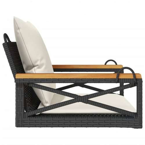 Klupa za ljuljanje s jastucima crna 63x62x40 cm od poliratana - Crna 62 x 63 x 40 cm 1 Da Cijena