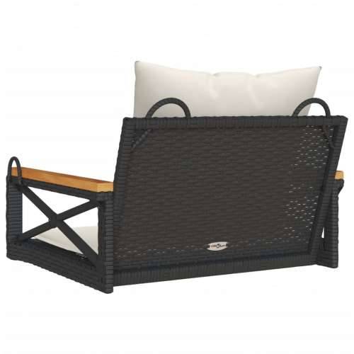 Klupa za ljuljanje s jastucima crna 63x62x40 cm od poliratana - Crna 62 x 63 x 40 cm 1 Da Cijena