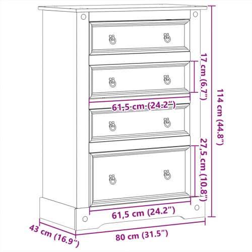 Ladičar Corona 80 x 43 x 114 cm od masivne borovine Cijena
