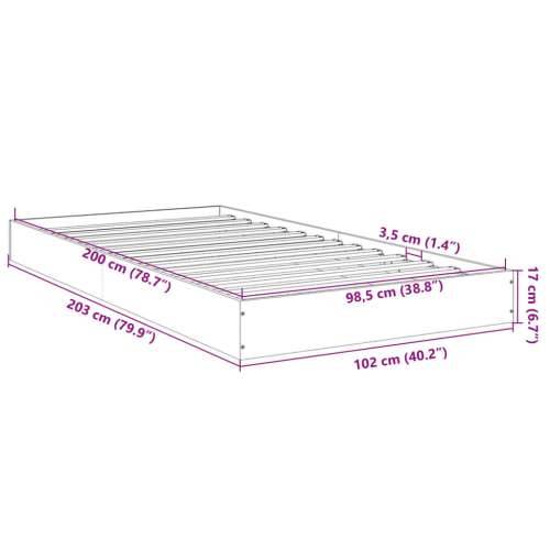Okvir kreveta boja betona 100x200 cm od konstruiranog drva - Beton siva 100 x 200 cm 17 cm Cijena