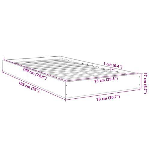 Okvir za krevet crni 75 x 190 cm od konstruiranog drva - Crna 75 x 190 cm 17 cm Cijena