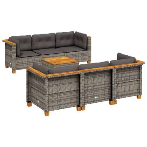 Vrtna garnitura - 7-dijelni set vrtnih sofa sivi od poliratana - Siva Puno tkanje 1 Cijena