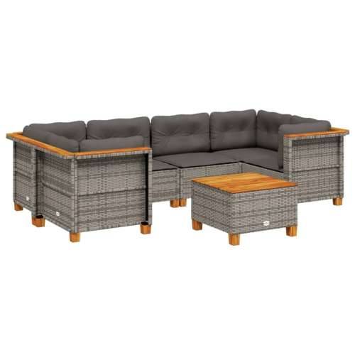 Vrtna garnitura - 7-dijelni set vrtnih sofa sivi od poliratana - Siva Puno tkanje 1 Cijena