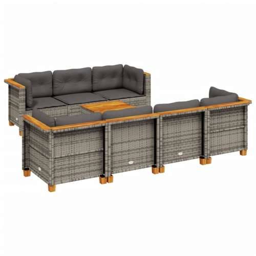Vrtna garnitura - 8-dijelni set vrtnih sofa od poliratana s jastucima sivi - Siva Puno tkanje 1 Cijena