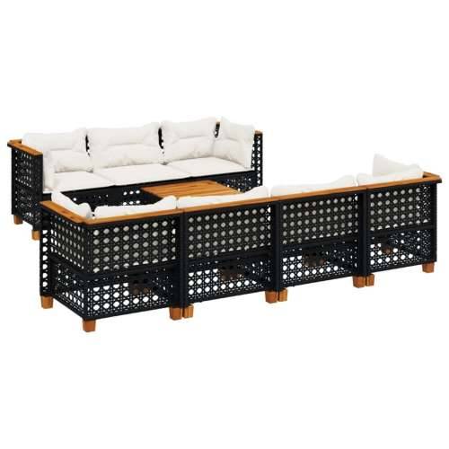 Vrtna garnitura - 8-dijelni set vrtnih sofa od poliratana s jastucima crni - Crna Linijsko tkanje 1 Cijena
