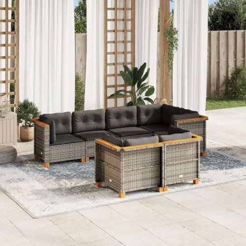 Vrtna garnitura - 7-dijelni set vrtnih sofa sivi od poliratana - Siva Puno tkanje 1 Cijena