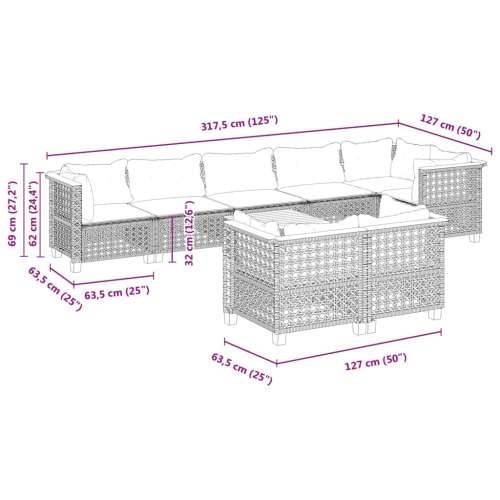 Vrtna garnitura - 9-dijelni set vrtnih sofa s jastucima crni od poliratana - Crna Sa stolom tkanje s rupama 1 Cijena