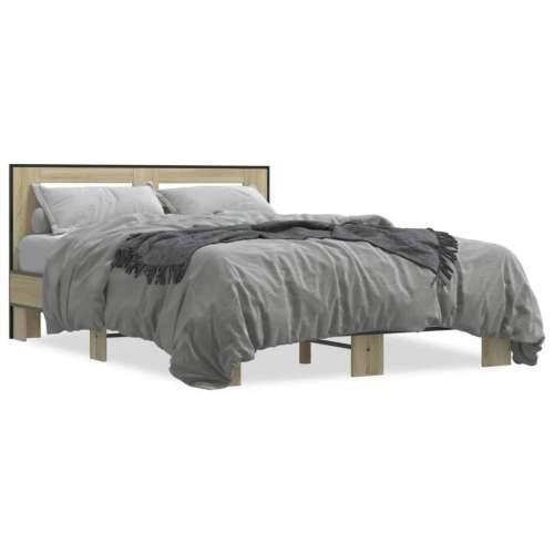 Okvir za krevet boja hrasta 140x190cm konstruirano drvo i metal - sonoma hrast 140 x 190 cm Cijena