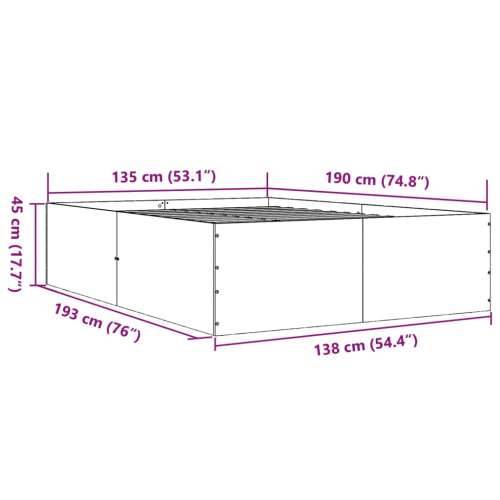 Okvir kreveta boja betona 135 x 190 cm od konstruiranog drva - Beton siva 135 x 190 cm 45 cm Cijena