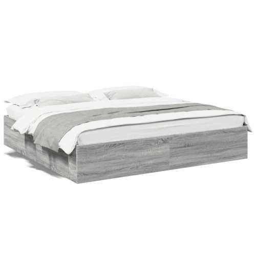 Okvir za krevet boja hrasta 200x200 cm od konstruiranog drva - Sivi hrast sonoma 200 x 200 cm 35 cm Cijena