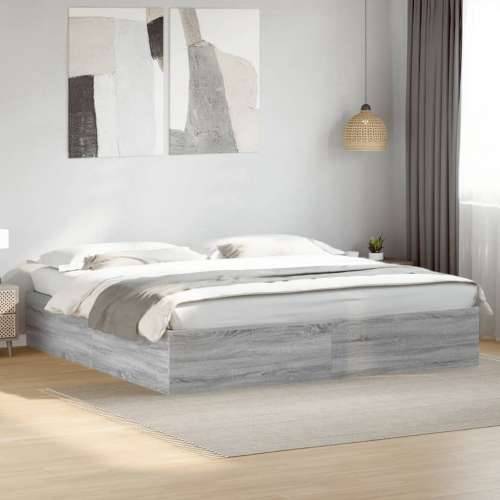 Okvir za krevet boja hrasta 200x200 cm od konstruiranog drva - Sivi hrast sonoma 200 x 200 cm 35 cm Cijena