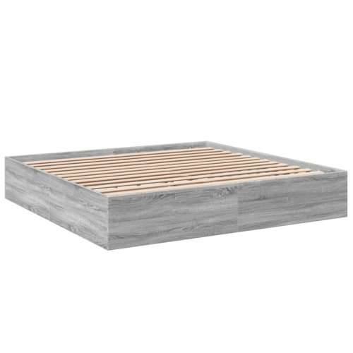 Okvir za krevet boja hrasta 200x200 cm od konstruiranog drva - Sivi hrast sonoma 200 x 200 cm 35 cm Cijena