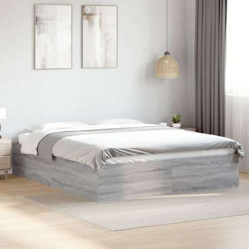 Okvir za krevet boja hrasta 150x200 cm od konstruiranog drva - Sivi hrast sonoma 150 x 200 cm 35 cm Cijena