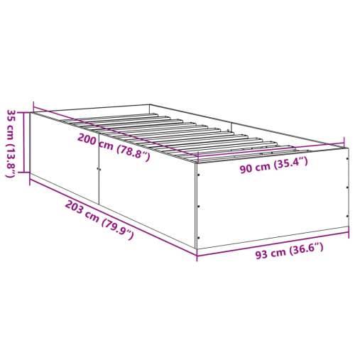 Okvir kreveta boja betona 90x200 cm od konstruiranog drva - Beton siva 90 x 200 cm 35 cm Cijena