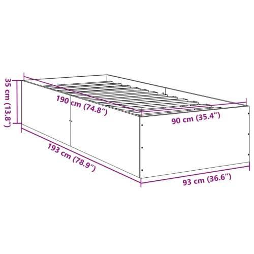Okvir za krevet boja hrasta 90 x 190 cm od konstruiranog drva - sonoma hrast 90 x 190 cm 35 cm Cijena