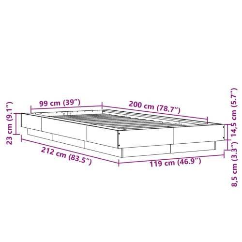 Okvir za krevet boja hrasta 120 x 200 cm konstruirano drvo - Dimljeni hrast 100 x 200 cm Cijena