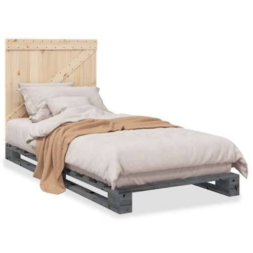 Okvir za krevet s uzglavljem sivi 90x200 cm masivna borovina - Siva 90 x 200 cm Ne with triangle headboard Cijena