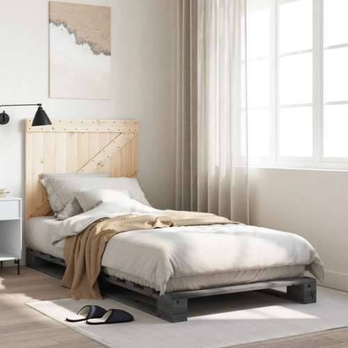 Okvir za krevet s uzglavljem sivi 90x200 cm masivna borovina - Siva 90 x 200 cm Ne with triangle headboard Cijena