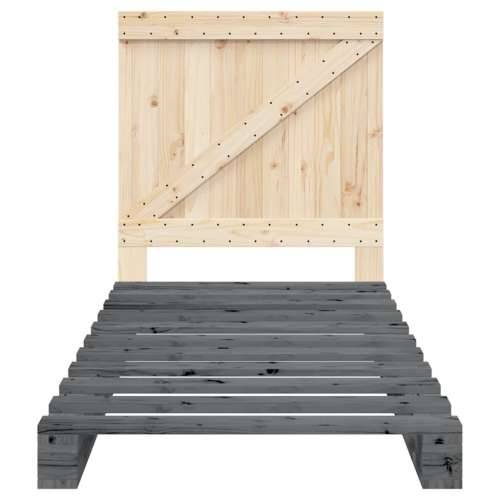 Okvir za krevet s uzglavljem sivi 90x200 cm masivna borovina - Siva 90 x 200 cm Ne with triangle headboard Cijena