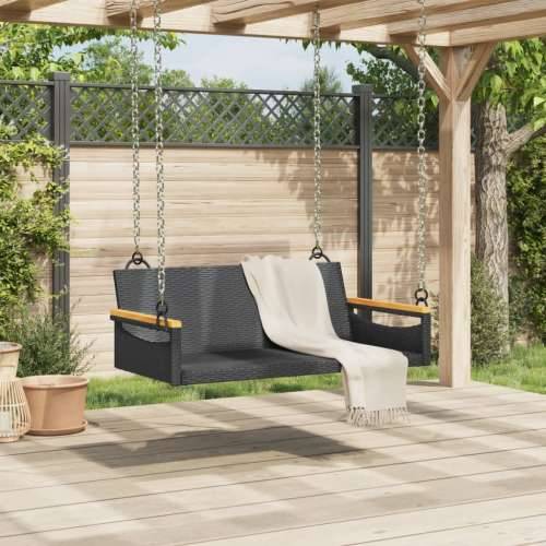 Klupa za ljuljanje crna 109 x 62 x 40 cm od poliratana - Crna 109 x 62 x 40 cm 1 Ne Cijena