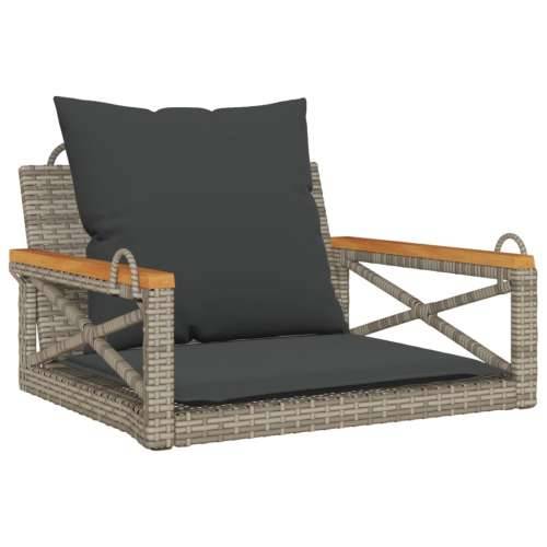 Klupa za ljuljanje s jastucima siva 63x62x40 cm od poliratana - Siva 62 x 63 x 40 cm 1 Da Cijena